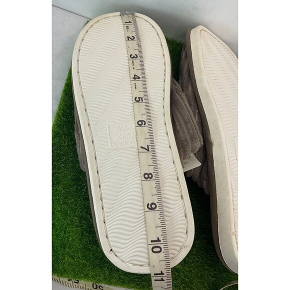 New Mens Size 42-43 Gray Ribbed Plush Slippers With Faux Fur Lining & Non-Slip S - Picture 3 of 8